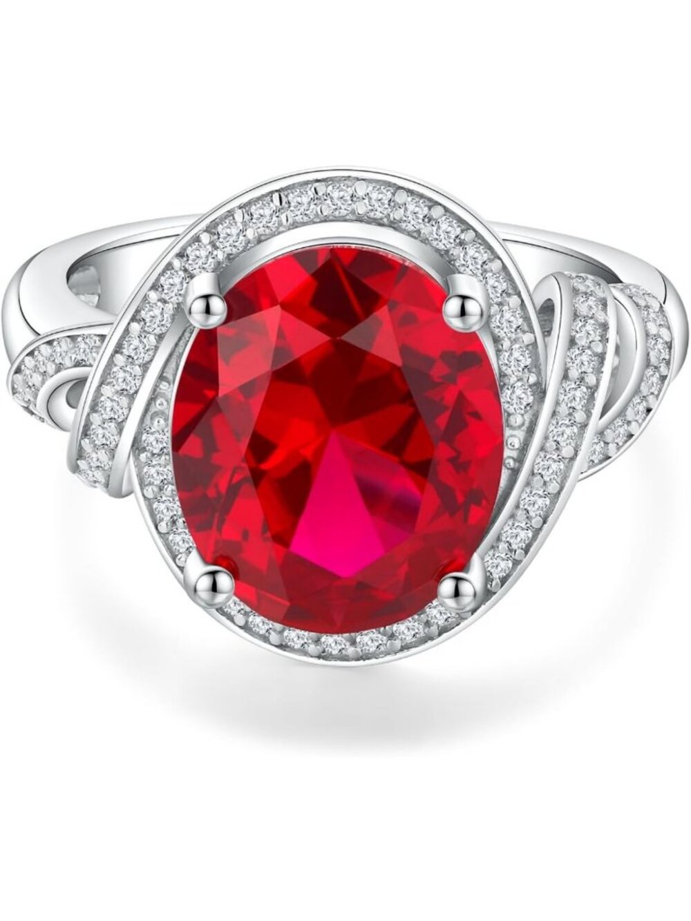 Stunning Oval Cut Gemstone Ring in 925 Sterling Silver - Large Cocktail